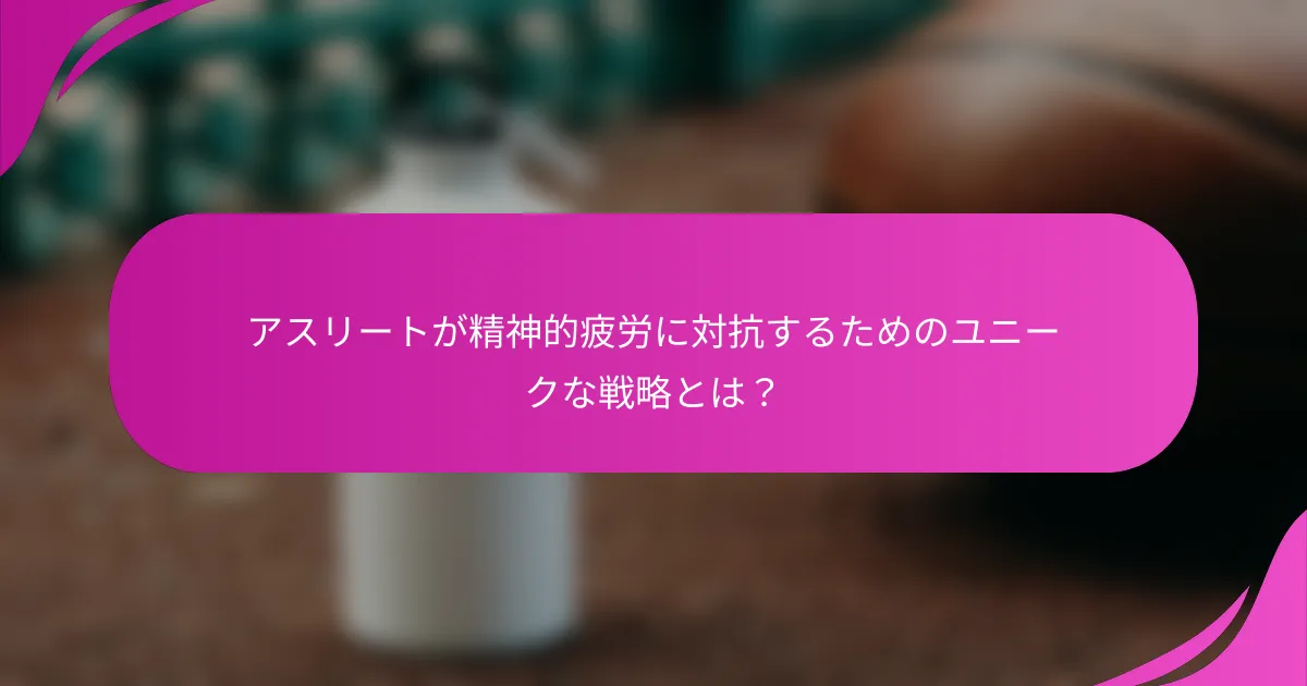 アスリートが精神的疲労に対抗するためのユニークな戦略とは？