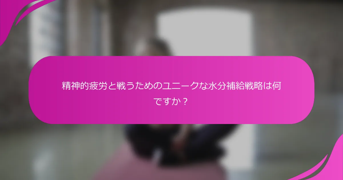 精神的疲労と戦うためのユニークな水分補給戦略は何ですか？